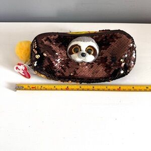 TY Flippables Sequin DANGLER the Sloth Fashion Purse/Pencil/Cosmetic Case NWT